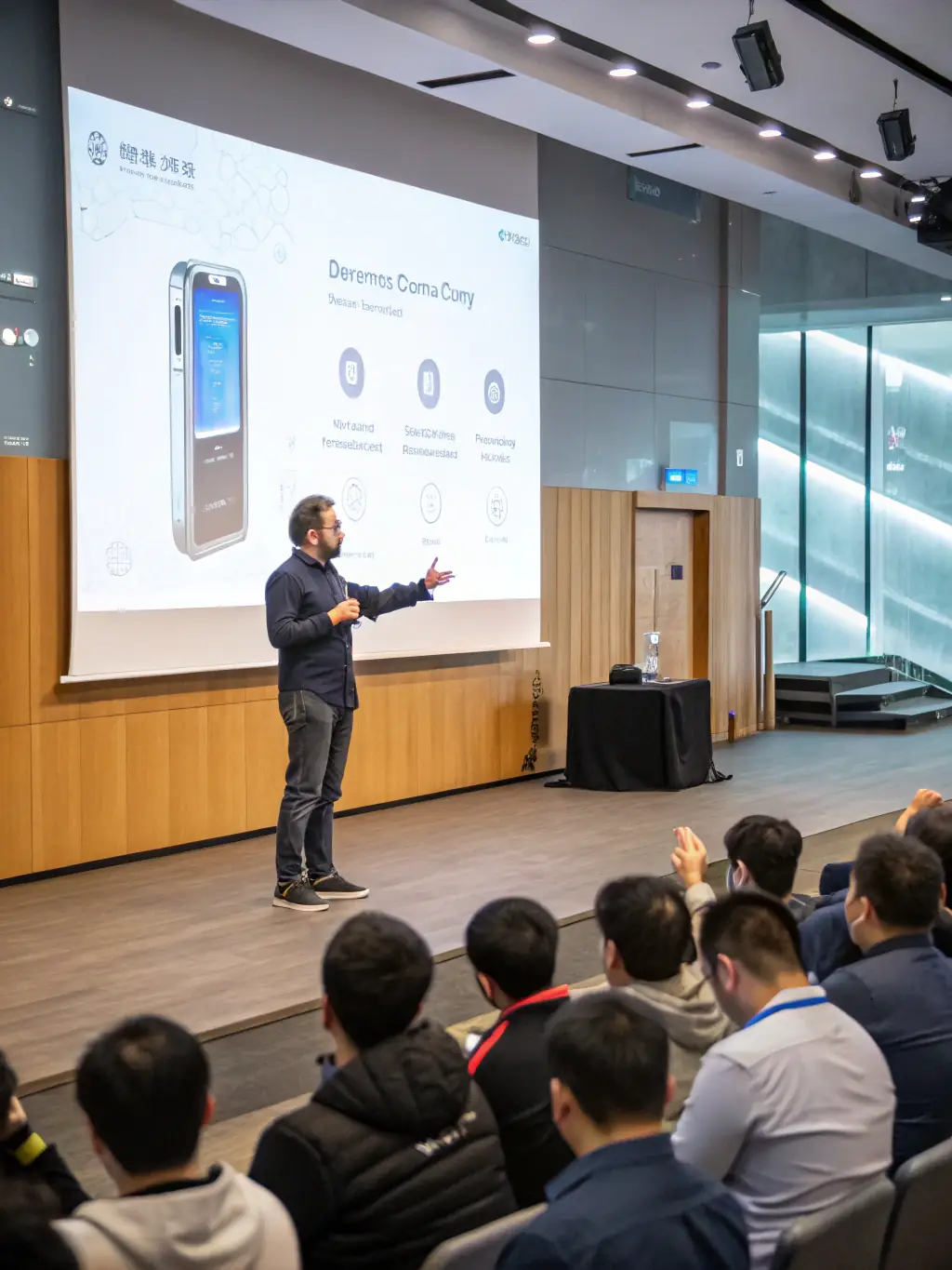 An image of a startup founder confidently presenting a pitch deck to potential investors, representing funding strategies.