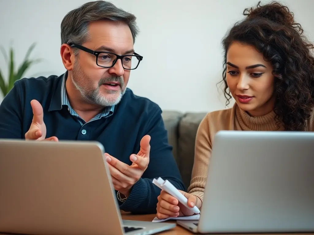 An image of a mentor and mentee discussing business strategies over a video call, emphasizing the remote accessibility of Leadvision's mentorship.